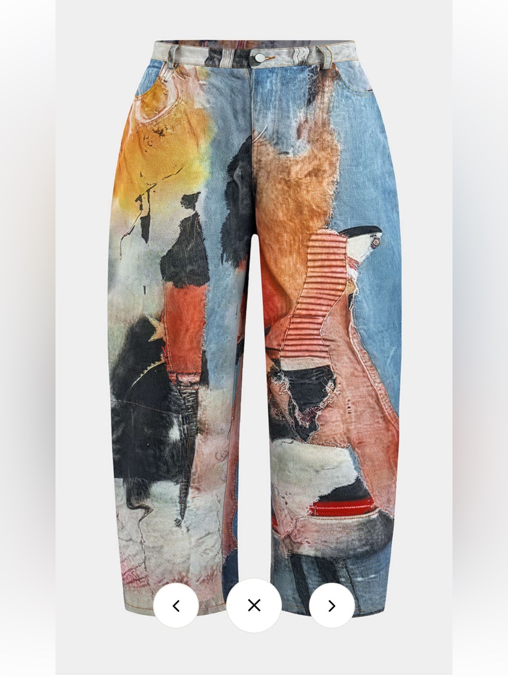 Micas Multi-Color Straight Jeans with Painterly Print